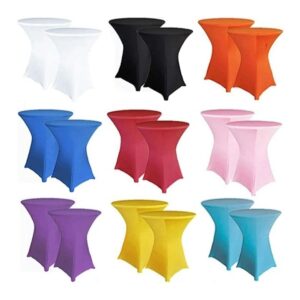 A set of ten different colored stools.