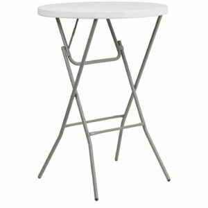 A white table with folding legs and a gray frame.