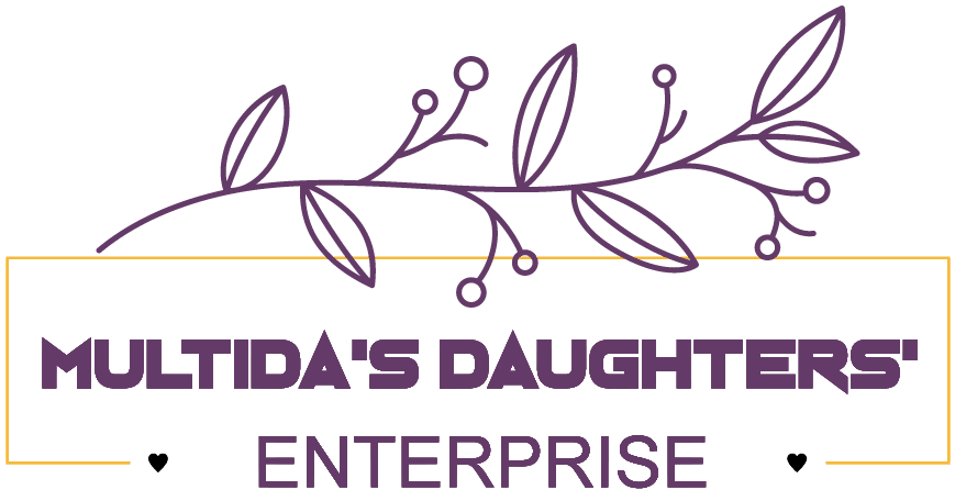A purple and yellow logo for the company that is called " day 's daughter enterprise ".
